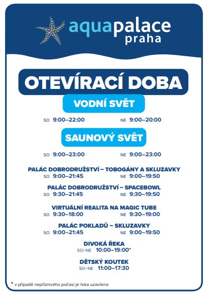 otevírací doba atrakcí víkend