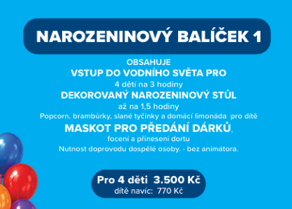 Narozeniny party aquapalace vodní svět