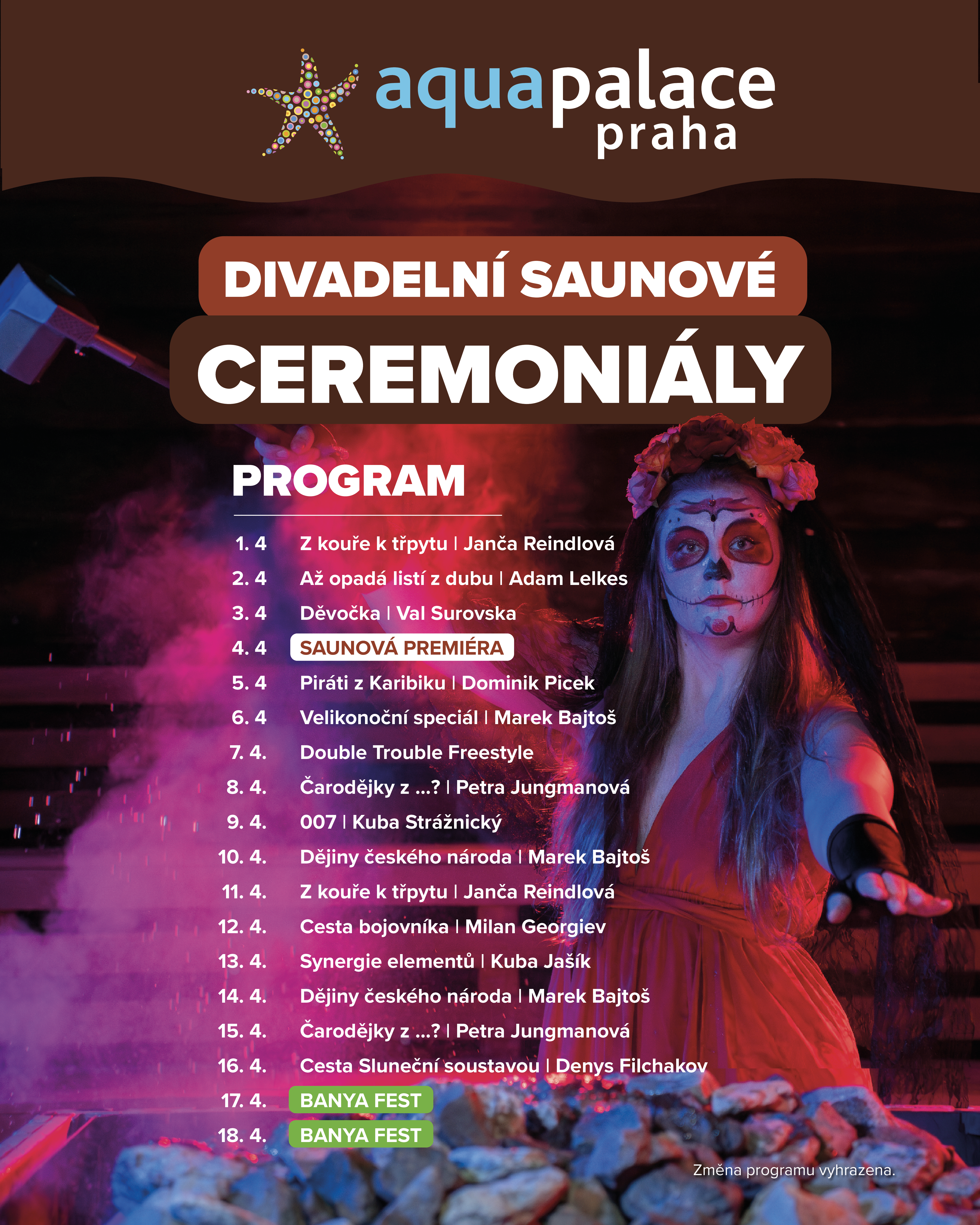 Saunové ceremoniály Aquapalace Praha