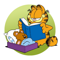 Logo Garfield: barevné sebrané stripy